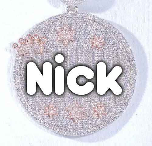 CUSTOM LETTER NECKLACE 3D BIG CROWN DISC sold by The GUU Shop