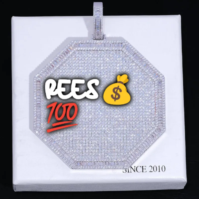 CUSTOM LETTER NECKLACE 3D BIG OCTAGON sold by The GUU Shop