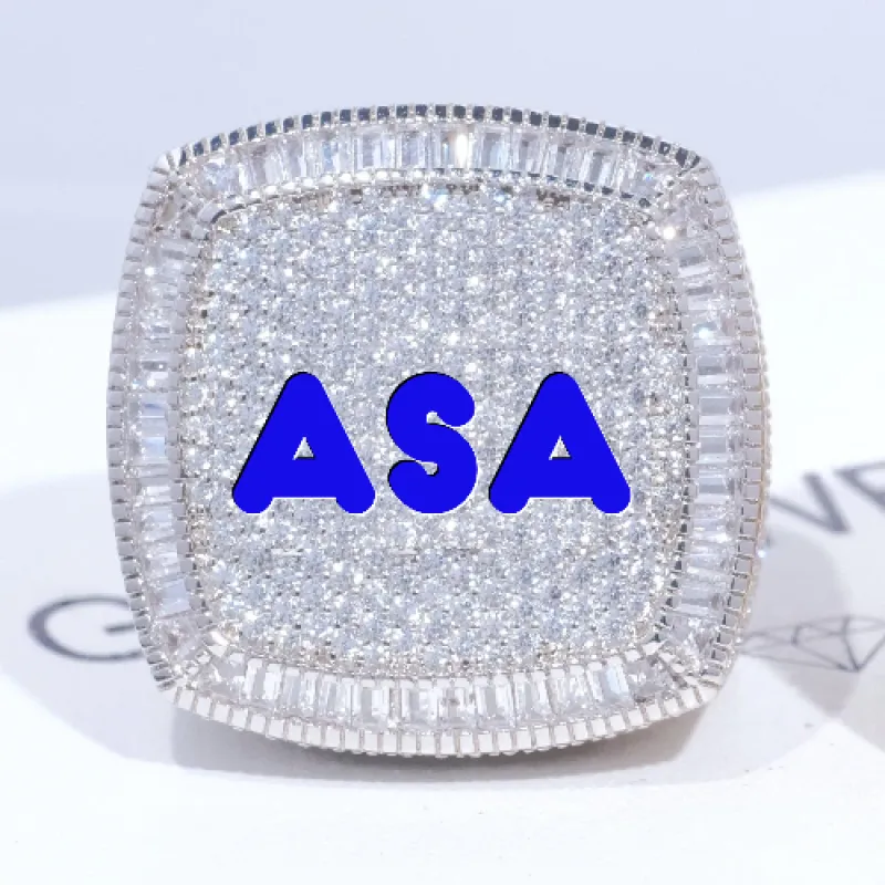 CUSTOM LETTER 3D ICED RING sold by The GUU Shop