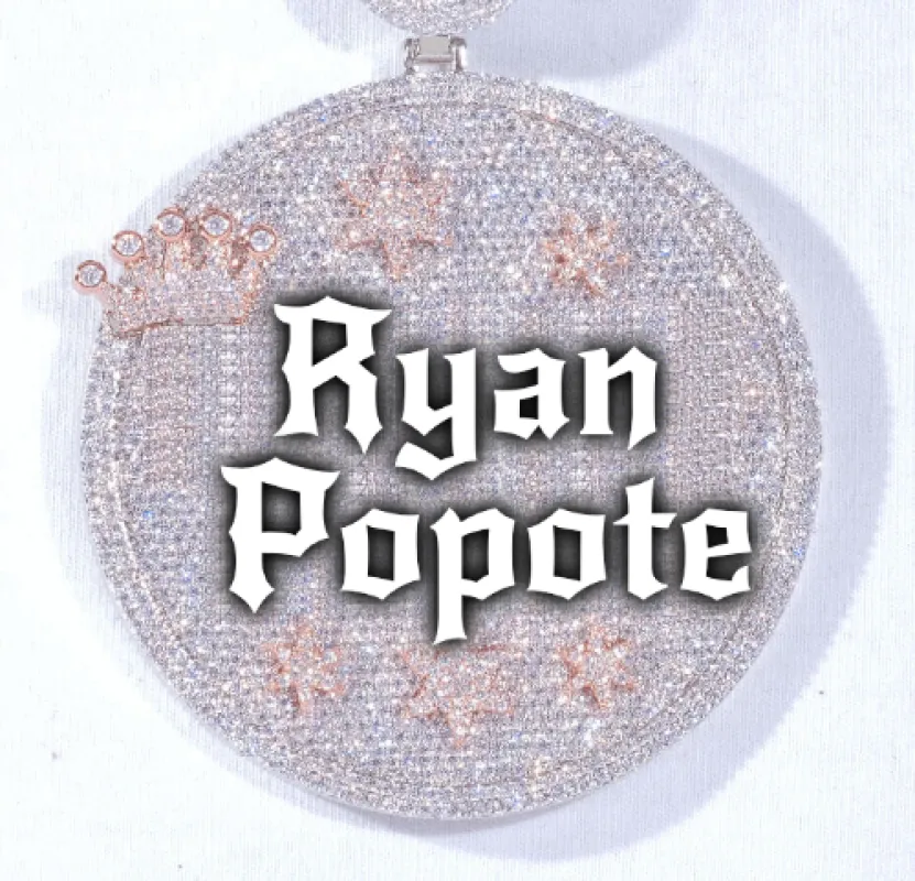 CUSTOM LETTER NECKLACE 3D BIG CROWN DISC sold by The GUU Shop