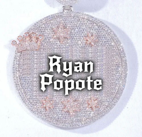 CUSTOM LETTER NECKLACE 3D BIG CROWN DISC sold by The GUU Shop