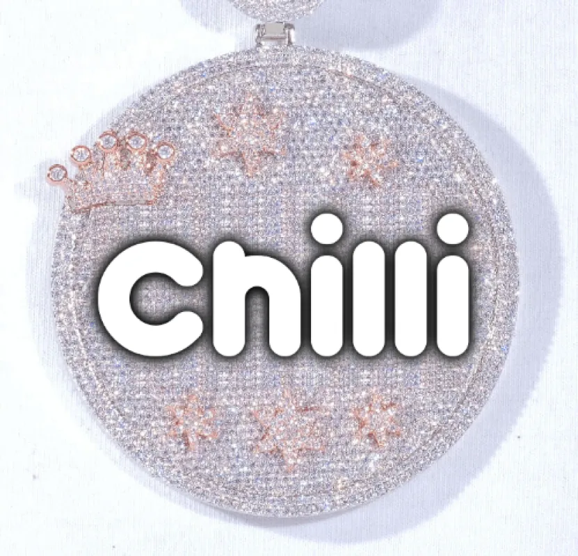 CUSTOM LETTER NECKLACE 3D BIG CROWN DISC sold by The GUU Shop