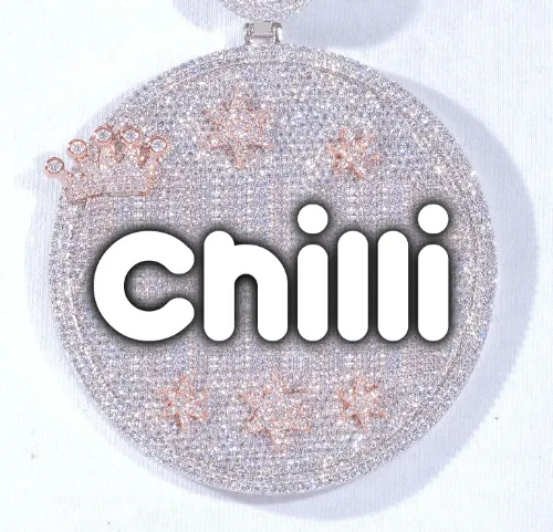 CUSTOM LETTER NECKLACE 3D BIG CROWN DISC sold by The GUU Shop