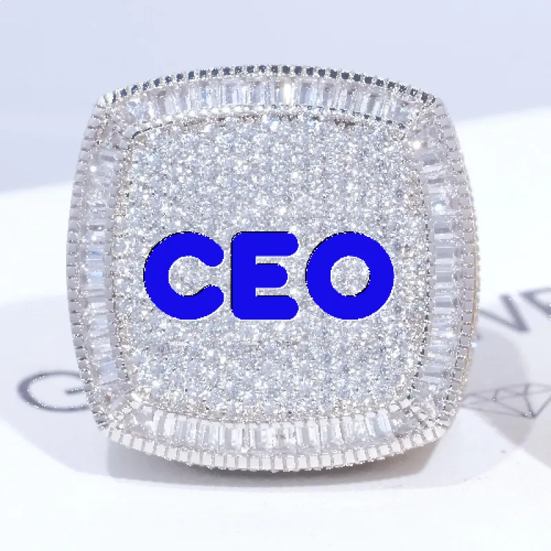 CUSTOM LETTER 3D ICED RING sold by The GUU Shop