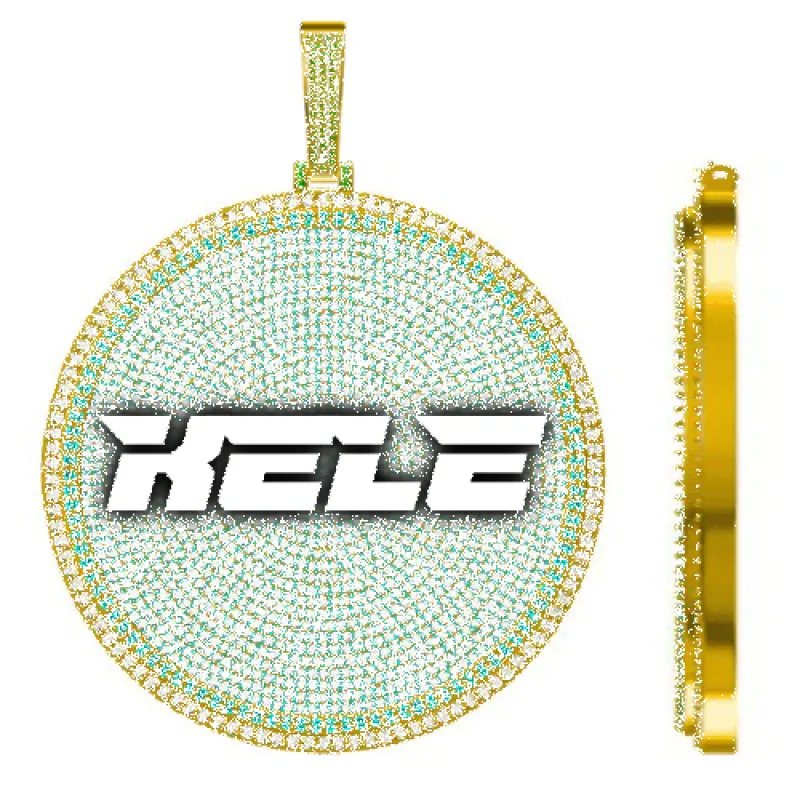 CUSTOM LETTER NECKLACE 3D BIG DISC sold by The GUU Shop