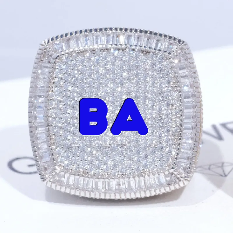 CUSTOM LETTER 3D ICED RING sold by The GUU Shop