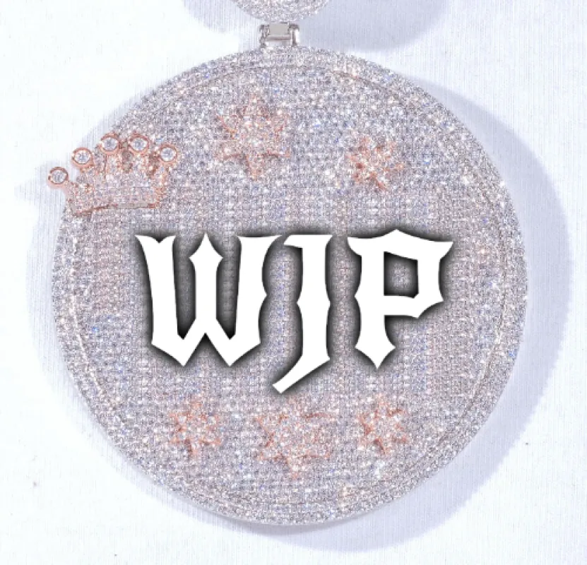 CUSTOM LETTER NECKLACE 3D BIG CROWN DISC made by The GUU Shop