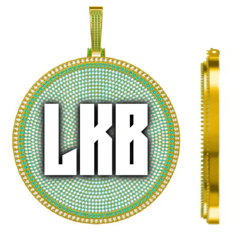 CUSTOM LETTER NECKLACE 3D BIG DISC sold by The GUU Shop