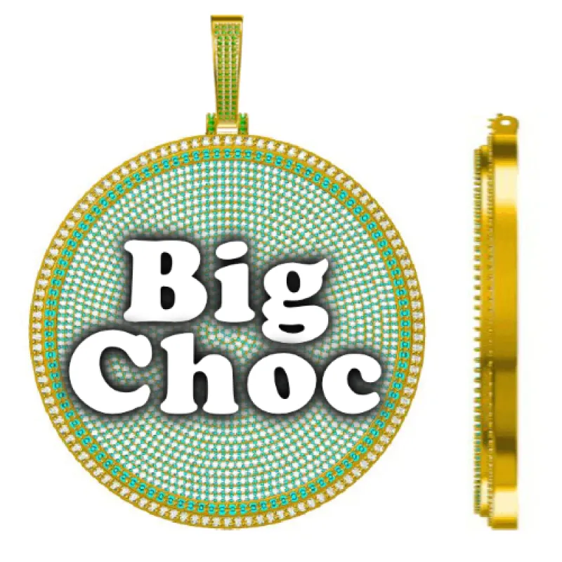 CUSTOM LETTER NECKLACE 3D BIG DISC sold by The GUU Shop