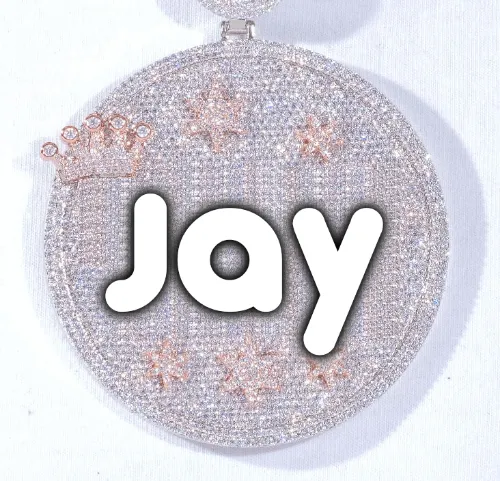 CUSTOM LETTER NECKLACE 3D BIG CROWN DISC sold by The GUU Shop