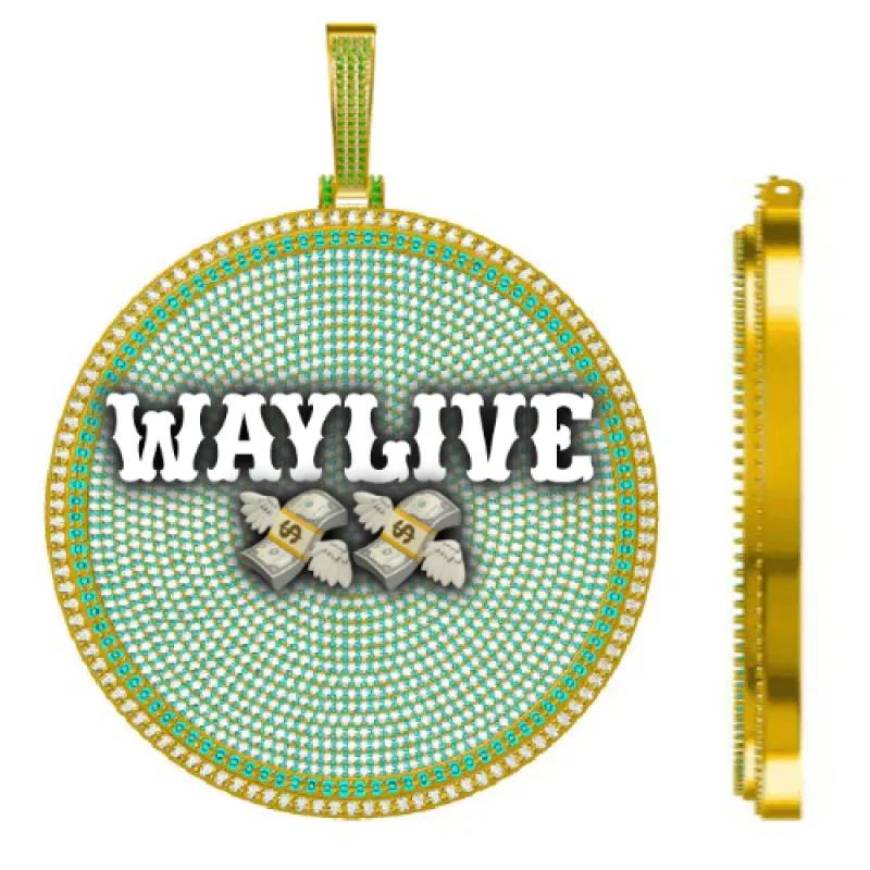 CUSTOM LETTER NECKLACE 3D BIG DISC sold by The GUU Shop