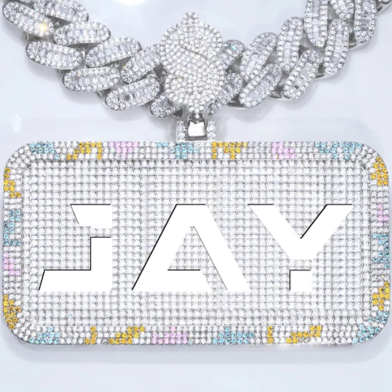 CUSTOM LETTER NECKLACE 3D COLORFUL SQUARE sold by The GUU Shop