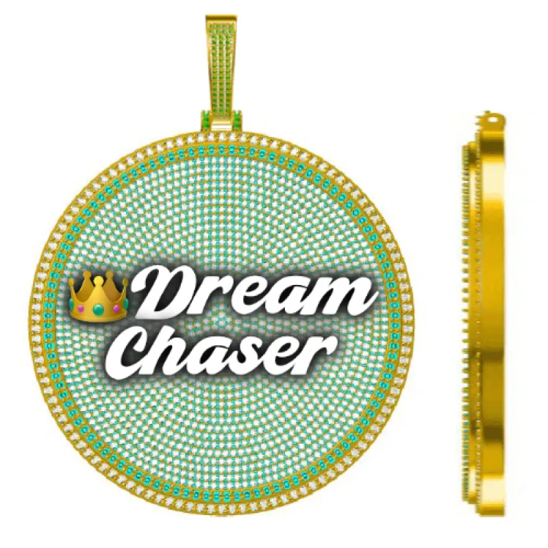 CUSTOM LETTER NECKLACE 3D BIG DISC sold by The GUU Shop