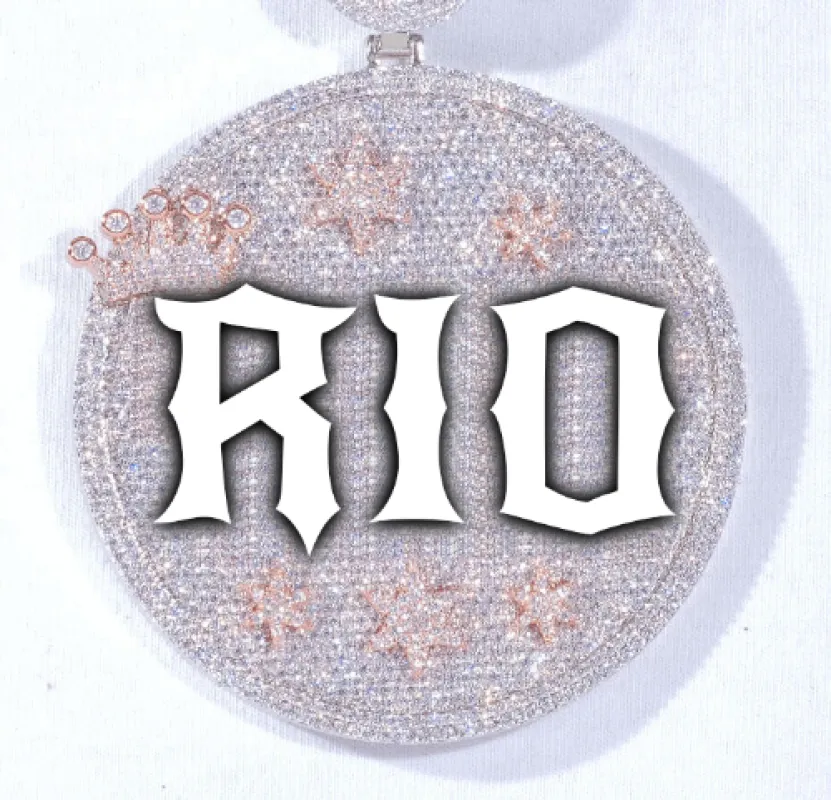 CUSTOM LETTER NECKLACE 3D BIG CROWN DISC sold by The GUU Shop