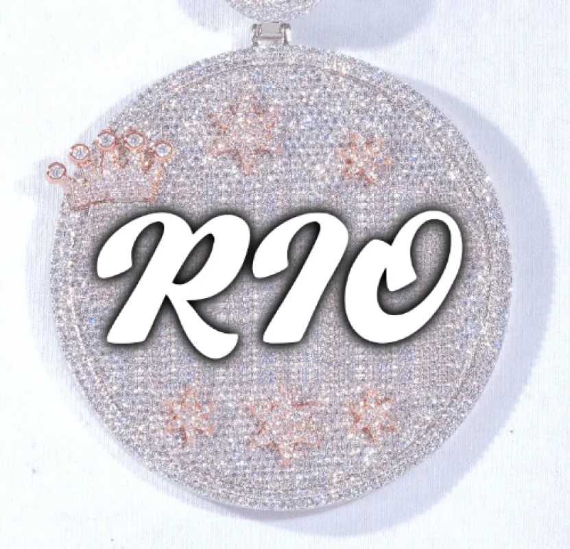 CUSTOM LETTER NECKLACE 3D BIG CROWN DISC sold by The GUU Shop