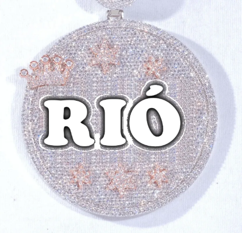 CUSTOM LETTER NECKLACE 3D BIG CROWN DISC sold by The GUU Shop