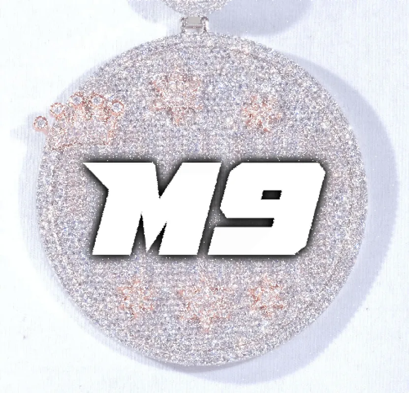 CUSTOM LETTER NECKLACE 3D BIG CROWN DISC made by The GUU Shop