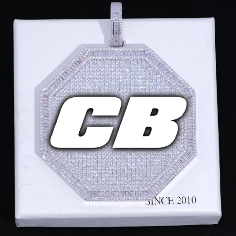CUSTOM LETTER NECKLACE 3D BIG OCTAGON sold by The GUU Shop