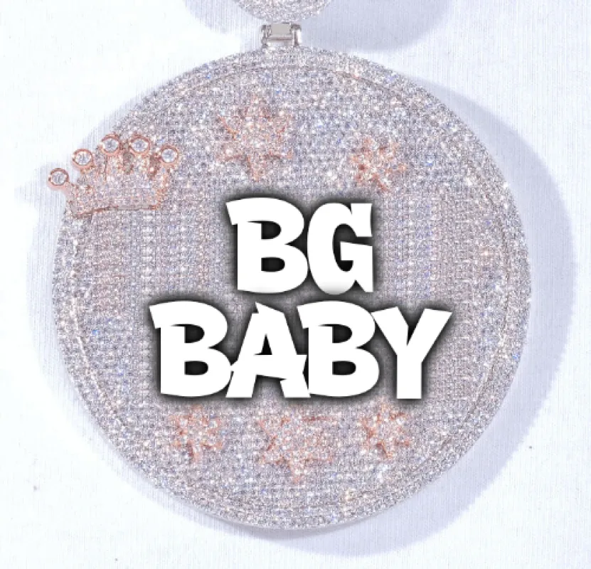 CUSTOM LETTER NECKLACE 3D BIG CROWN DISC sold by The GUU Shop