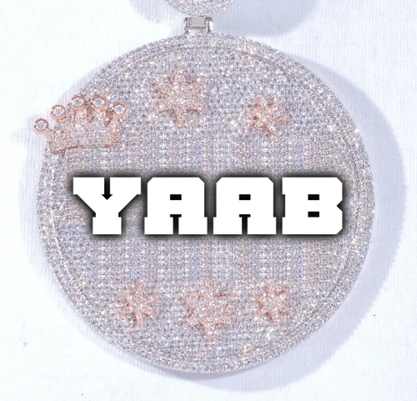 CUSTOM LETTER NECKLACE 3D BIG CROWN DISC sold by The GUU Shop