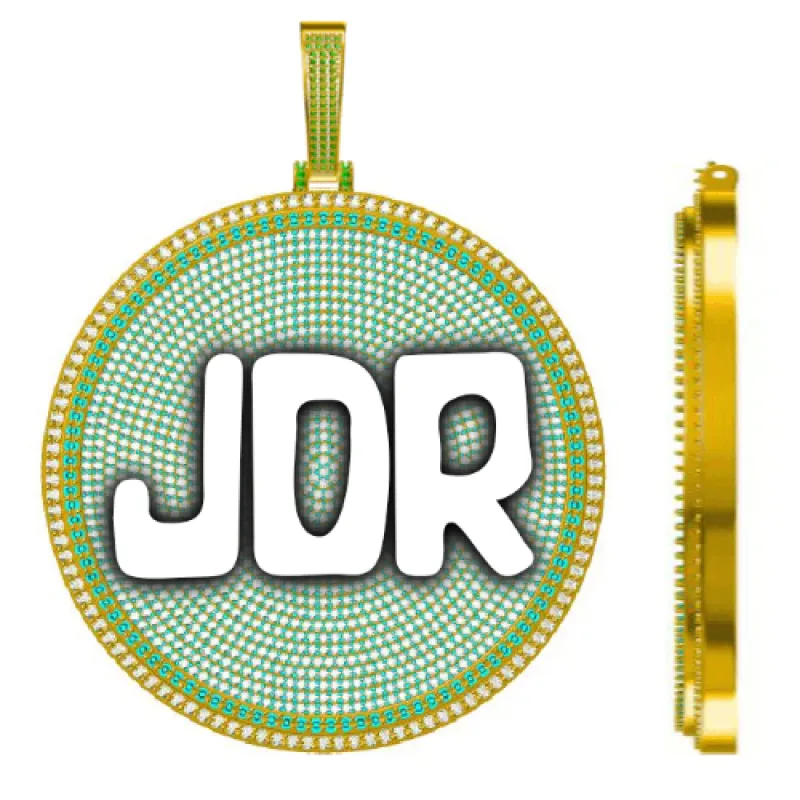 CUSTOM LETTER NECKLACE 3D BIG DISC sold by The GUU Shop