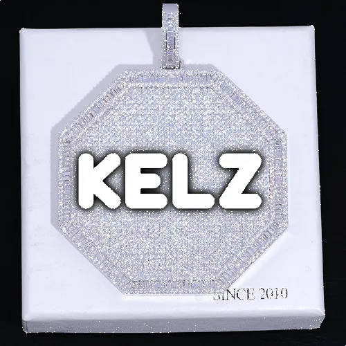 CUSTOM LETTER NECKLACE 3D BIG OCTAGON sold by The GUU Shop