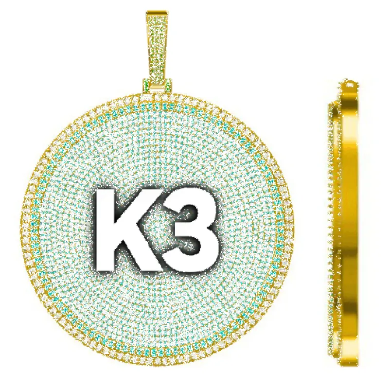 CUSTOM LETTER NECKLACE 3D BIG DISC sold by The GUU Shop