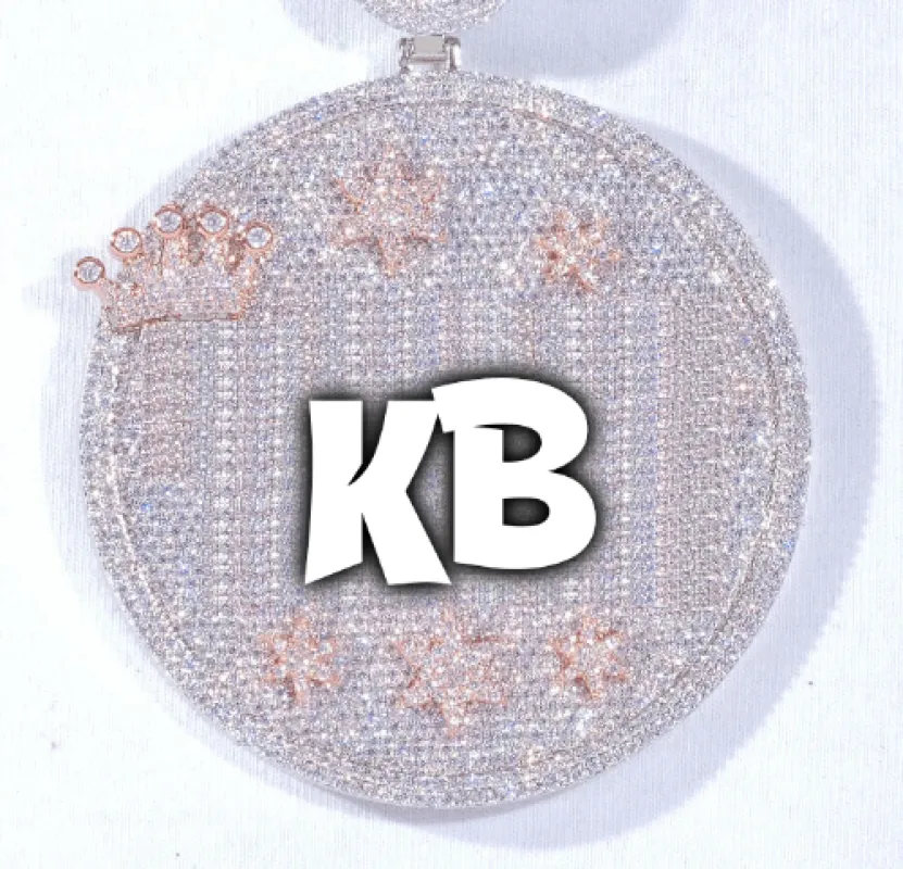 CUSTOM LETTER NECKLACE 3D BIG CROWN DISC sold by The GUU Shop