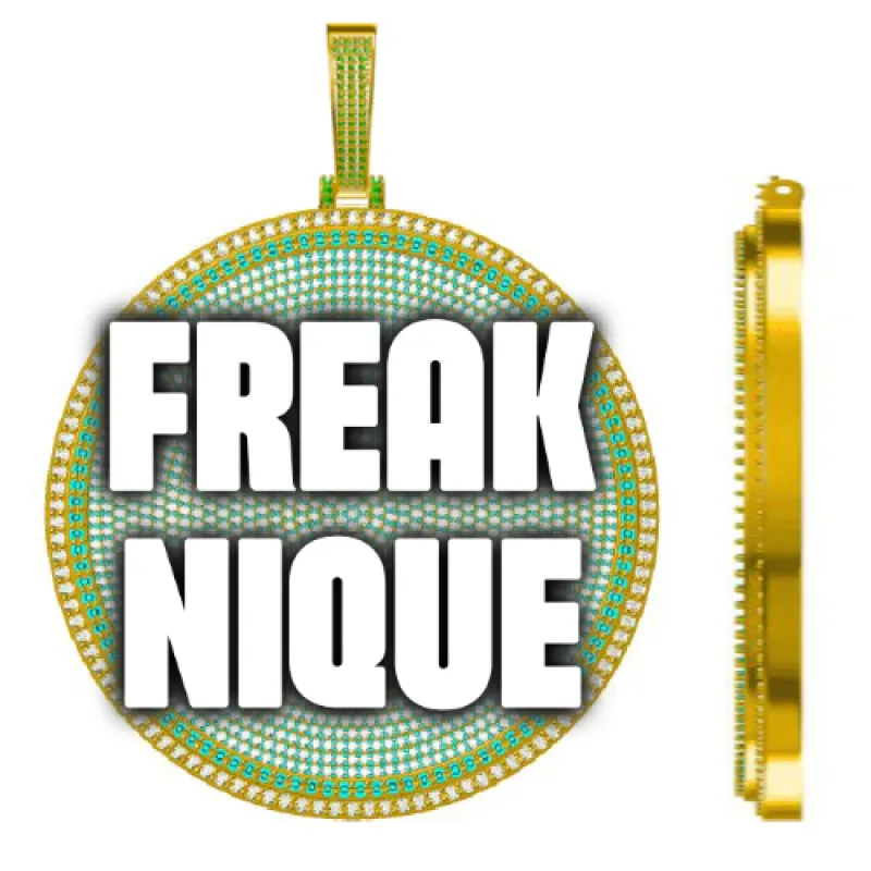 CUSTOM LETTER NECKLACE 3D BIG DISC sold by The GUU Shop