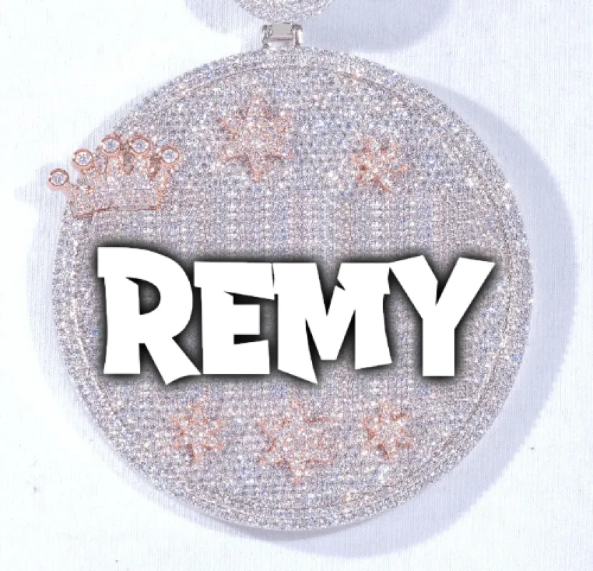 CUSTOM LETTER NECKLACE 3D BIG CROWN DISC made by The GUU Shop