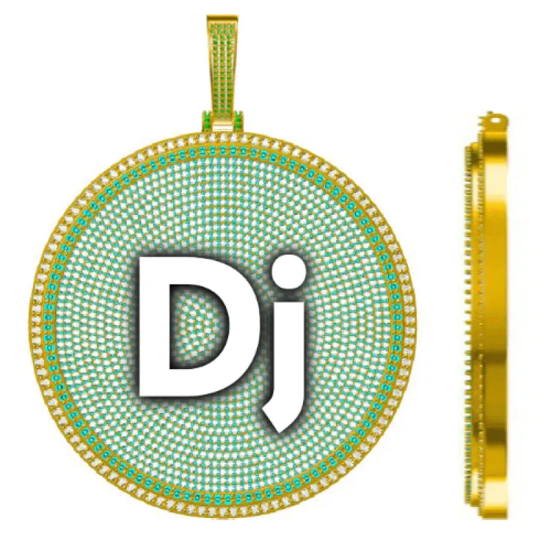 CUSTOM LETTER NECKLACE 3D BIG DISC sold by The GUU Shop