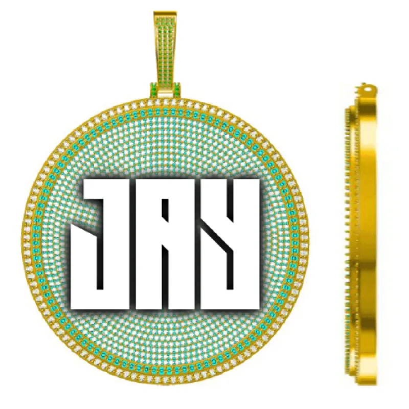 CUSTOM LETTER NECKLACE 3D BIG DISC sold by The GUU Shop