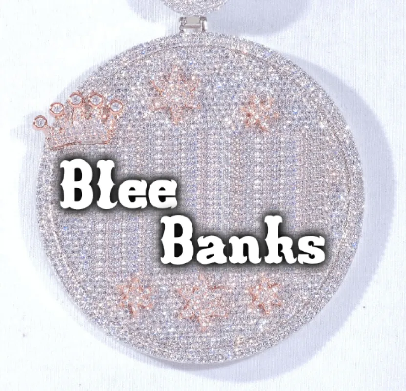 CUSTOM LETTER NECKLACE 3D BIG CROWN DISC sold by The GUU Shop