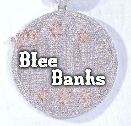 CUSTOM LETTER NECKLACE 3D BIG CROWN DISC sold by The GUU Shop