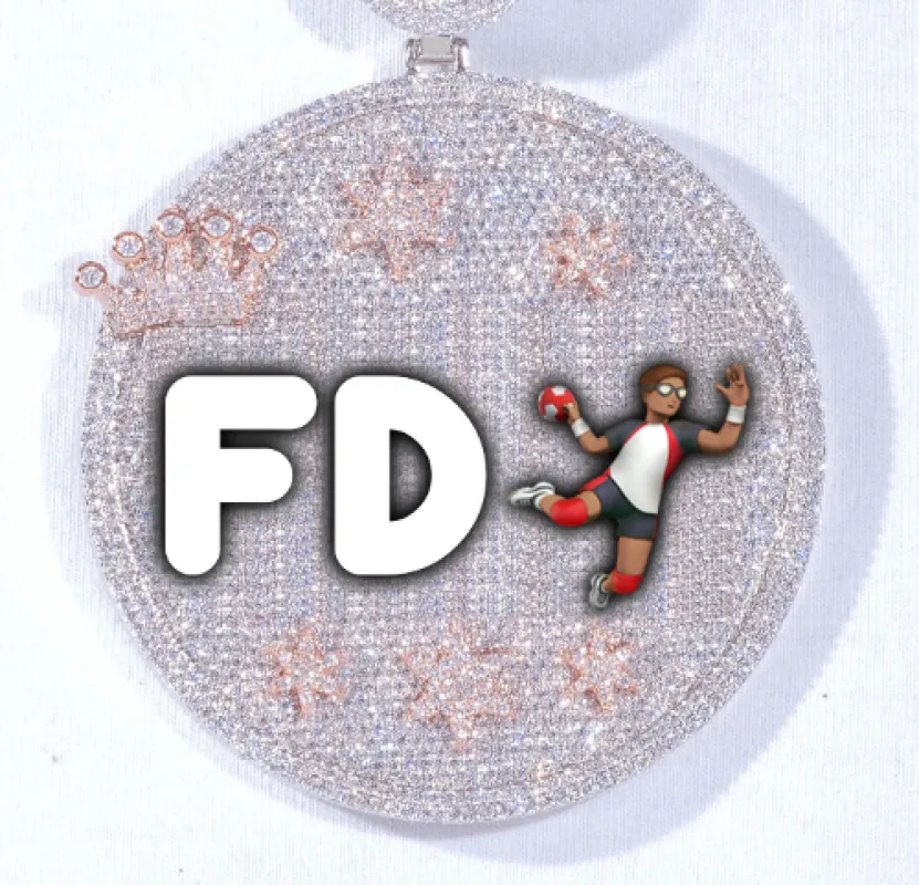 CUSTOM LETTER NECKLACE 3D BIG CROWN DISC made by The GUU Shop