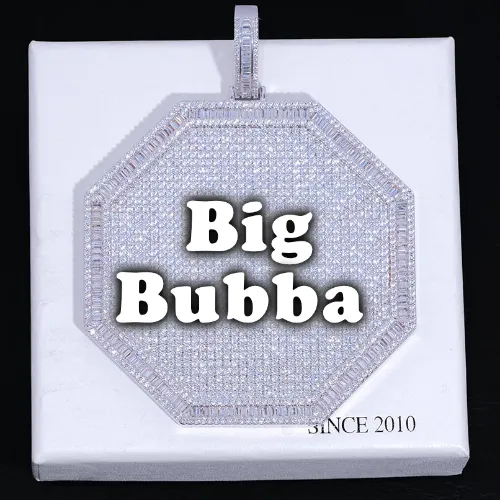 CUSTOM LETTER NECKLACE 3D BIG OCTAGON sold by The GUU Shop