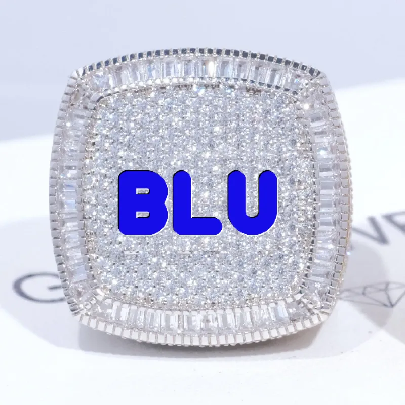 CUSTOM LETTER 3D ICED RING sold by The GUU Shop