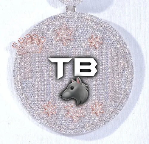 CUSTOM LETTER NECKLACE 3D BIG CROWN DISC sold by The GUU Shop