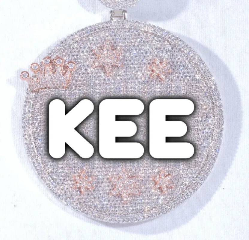 CUSTOM LETTER NECKLACE 3D BIG CROWN DISC sold by The GUU Shop