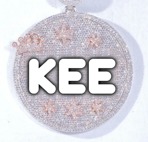 CUSTOM LETTER NECKLACE 3D BIG CROWN DISC sold by The GUU Shop