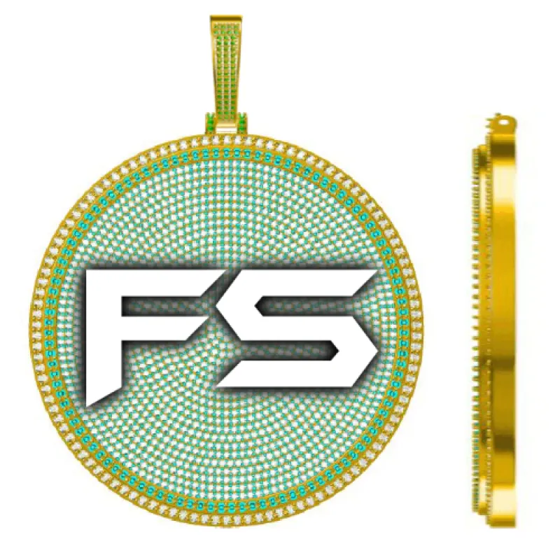 CUSTOM LETTER NECKLACE 3D BIG DISC sold by The GUU Shop