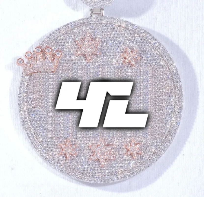 CUSTOM LETTER NECKLACE 3D BIG CROWN DISC sold by The GUU Shop