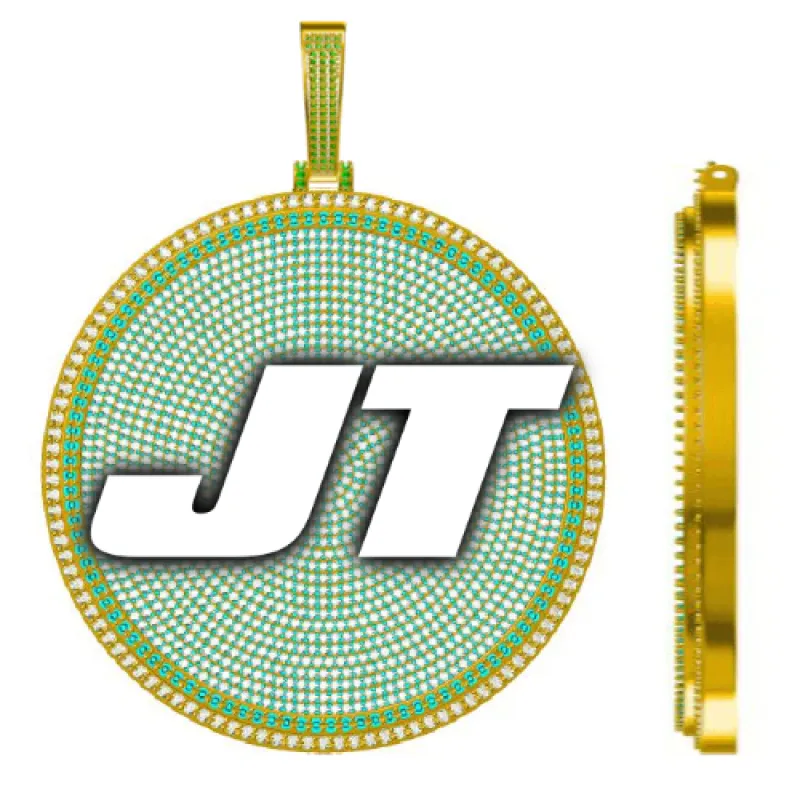 CUSTOM LETTER NECKLACE 3D BIG DISC sold by The GUU Shop