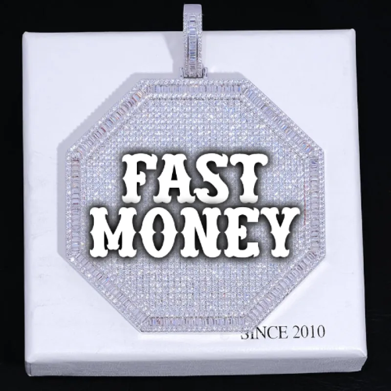 CUSTOM LETTER NECKLACE 3D BIG OCTAGON sold by The GUU Shop