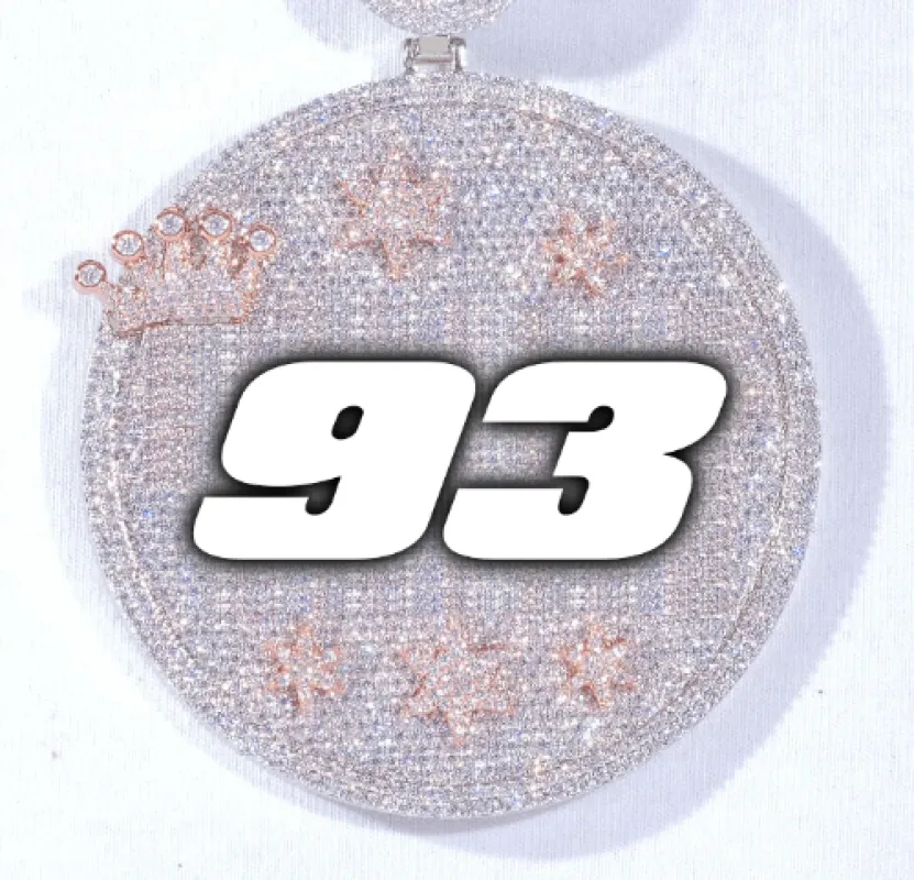 CUSTOM LETTER NECKLACE 3D BIG CROWN DISC sold by The GUU Shop