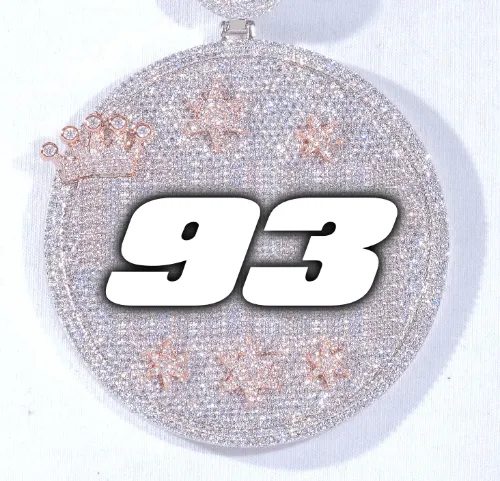 CUSTOM LETTER NECKLACE 3D BIG CROWN DISC sold by The GUU Shop