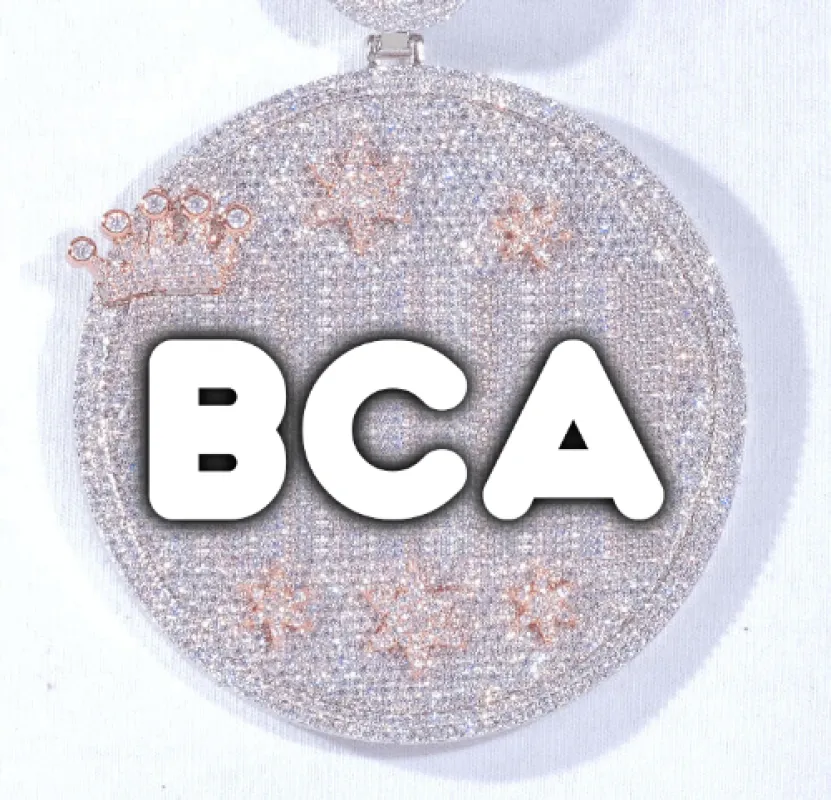 CUSTOM LETTER NECKLACE 3D BIG CROWN DISC sold by The GUU Shop