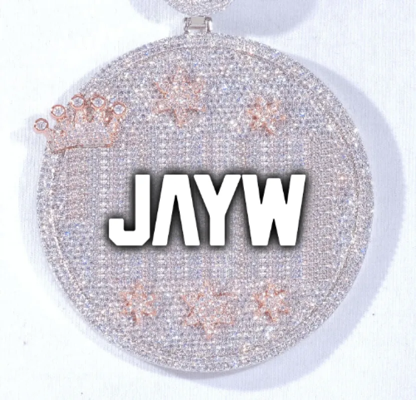 CUSTOM LETTER NECKLACE 3D BIG CROWN DISC sold by The GUU Shop