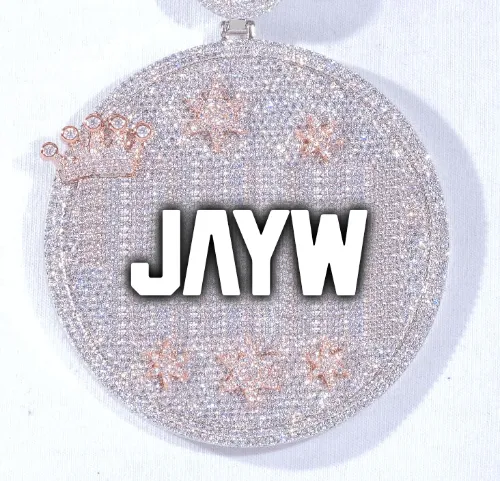 CUSTOM LETTER NECKLACE 3D BIG CROWN DISC sold by The GUU Shop