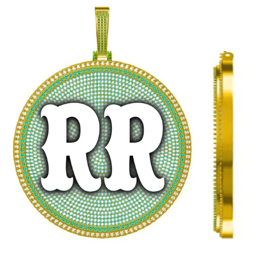 CUSTOM LETTER NECKLACE 3D BIG DISC sold by The GUU Shop